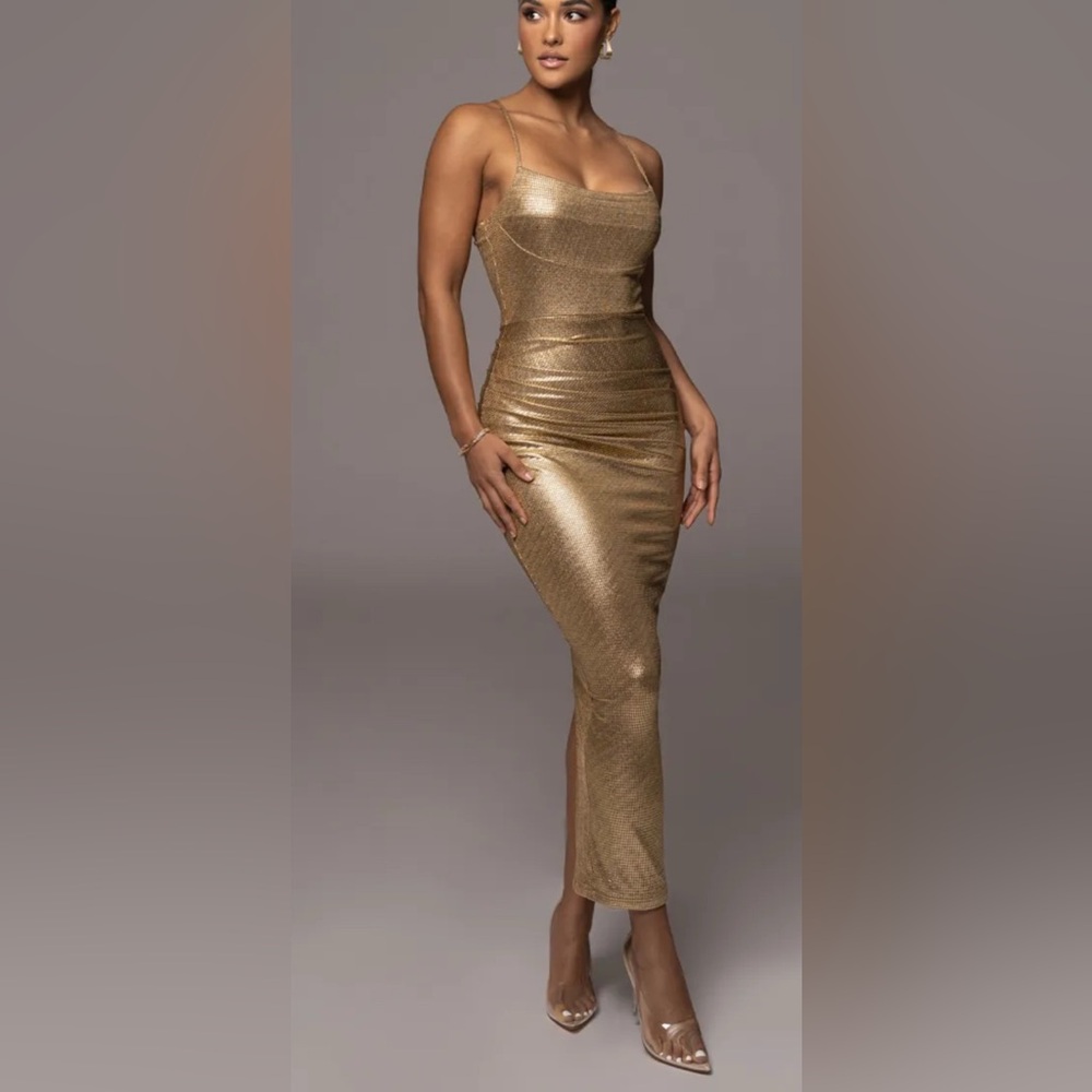 Gold Rubi Cowl Neck Cocktail Dress - Picture 10 of 10